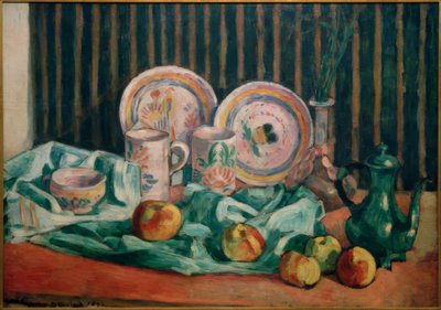 Elmalar ve Breton seramikleri ile natürmort by Emile Bernard