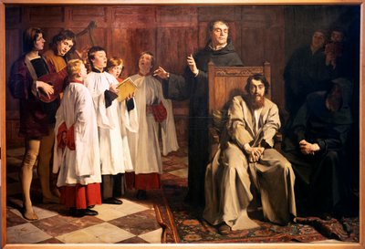 Emil Wauters. Hugo van der Red Cloister'a gidiyor. 1872. Tuval üzerine yağlı boya. (tuval üzerine yağlıboya) by Emile Charles Wauters