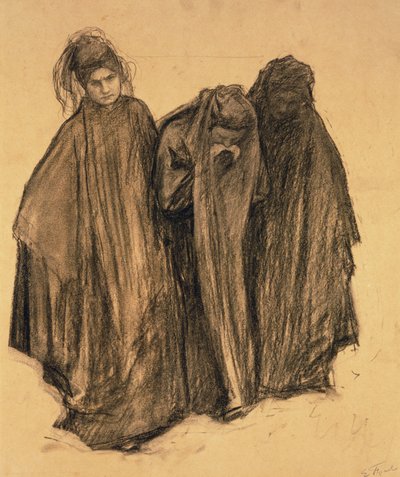 La D0uleur için Çalışma, 1899 (kağıt üzerinde kömür) by Emile Friant