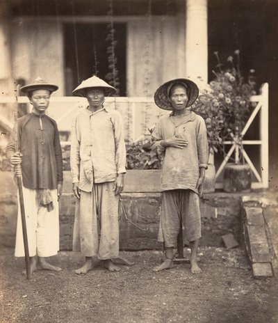 Bir Mata tarafından yönetilen mahkumlar, Cochinchina, 1866. by Emile Gsell