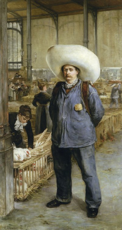 Porter, Les Halles pazarında by Emile Henri Blanchon