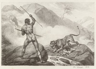 Afrikalı Avcı by Emile Jean Horace Vernet