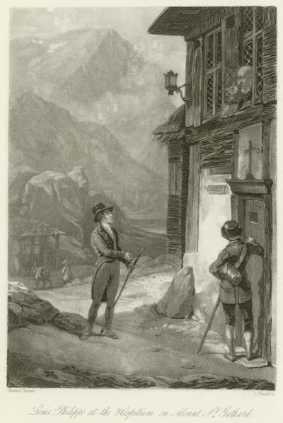 Louis Philippe at the Hospitium on Mount St. Gothard  by Emile Jean Horace Vernet