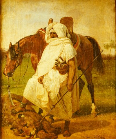 Aslan Avcısı, 1833 by Emile Jean Horace Vernet