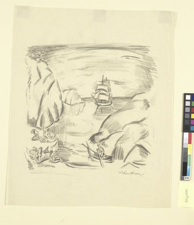 Yelkenli gemi ve yüzen kadınların olduğu bir deniz koyu by Emile Othon Friesz