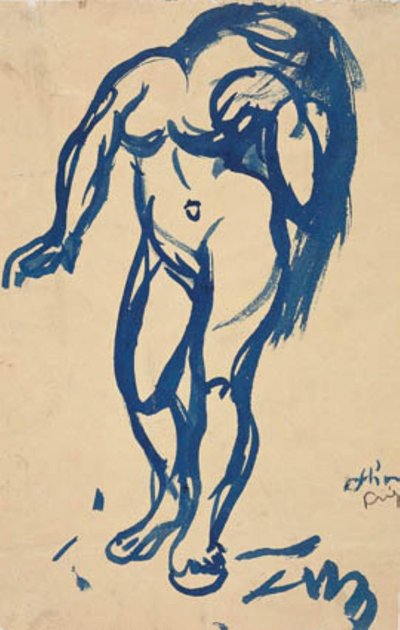 Saçları aşağı duran kadın. by Emile Othon Friesz