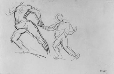 Hareket halindeki iki figür. by Emile Othon Friesz
