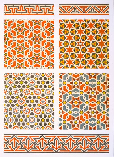 Kahire: Geometrik duvar dekorasyonu, 15. ve 16. yüzyıl (baskı) by Emile Prisse d
