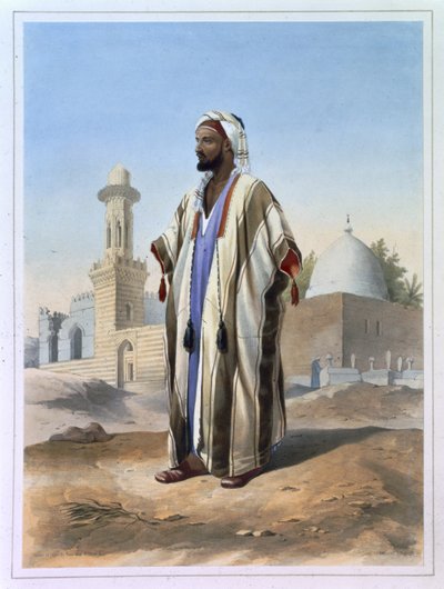 Haba Giyinmiş Fellah, Charles Bour (1814-81) pub tarafından oyulmuş 
