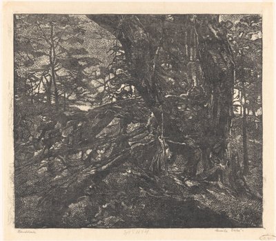 Egmond ve Bergen arasındaki kumul kenarındaki ağaçlar by Emilius Wilhelmus Dehé (signed by artist)
