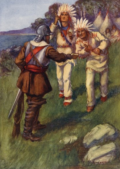 Miles Standish Kızılderililerle tedavi by Emily Farmer