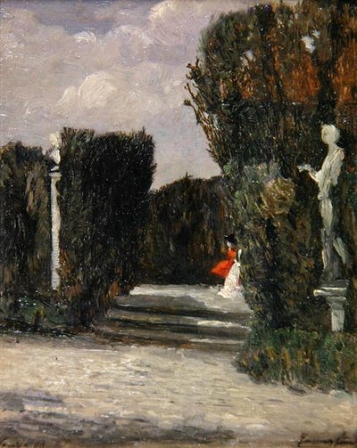 Villa Albani, Roma (panelde yağlı boya) by Emma Ciardi