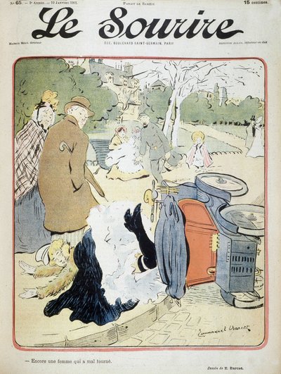 Araba kazası: “Yanlış giden başka bir kadın.” Emmanuel Barcet (1870-1940) çizimi - 19/01/1901 tarihli “” Le Smile” da by Emmanuel Barcet
