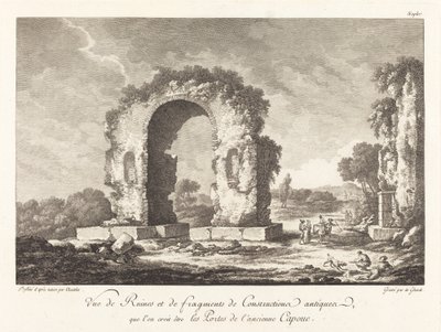Eski Capua Antik Yapısının Kalıntıları ve Parçalarının Görünümü by Emmanuel Jean Nepomucène de Ghendt after Claude Louis Châtelet