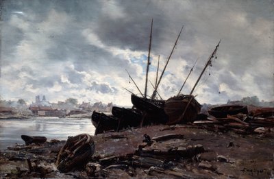 Gelgiti Bekleyen Tekneler, 1882. by Emmanuel Lansyer