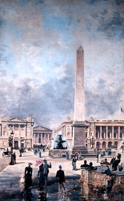 Luksor Dikilitaşı ve Place de la Concorde, 1891. by Emmanuel Lansyer
