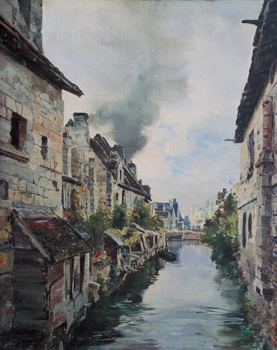 Beaulieu Kanalı, Loches'ten Beaulieu'ya giden yol üzerindeki köprünün görünümü. 1891 (tuval üzerine yağlı boya) by Emmanuel Lansyer
