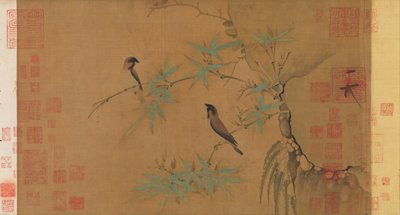 İspinozlar ve bambu, 12. yüzyılın başlarında. by Emperor Huizong