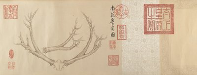 1762 ve 1767 tarihli iki geyik boynuzu resmi. by Emperor Qianlong
