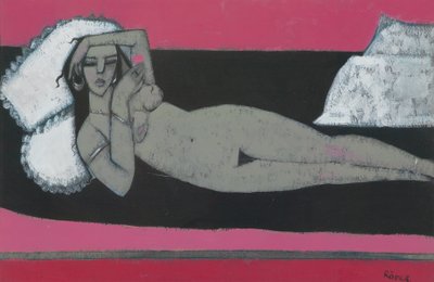 Carmena Dinlenme (kağıt üzerinde akrilik) by Endre Roder