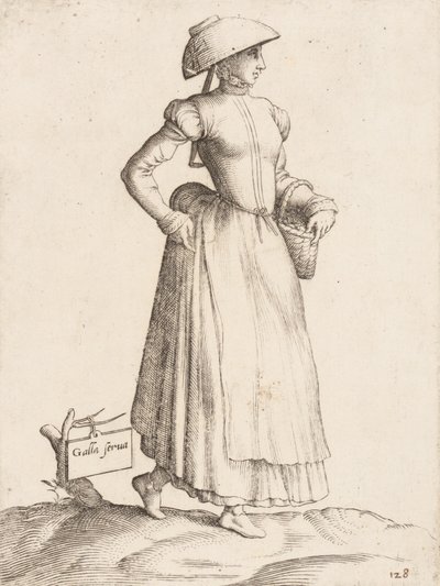 Kostüm Plakası: Galla Serva, yak. 1557-58. by Enea Vico