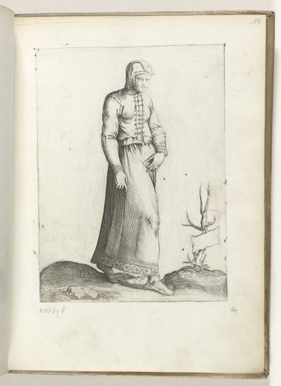 Een vrouw uit Spanje, gekleed volgens de mode van ca. 1550 Çağdaş tüccarların tutumu (dizi başlığı) by Enea Vico