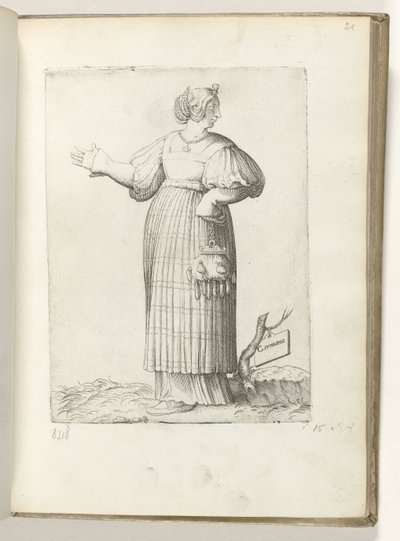 Germana (nesne üzerindeki başlık) Vrouw gekleed volgens de Duitse modu yaklaşık 1550 Çağdaş tüccarların tutumu (dizi başlığı) by Enea Vico