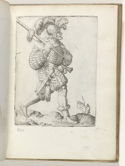 (nesne üzerindeki başlık) Duitse soldaat, gekleed volgens de mode van ca. 1550 Çağdaş tüccarların tutumu (dizi başlığı) by Enea Vico