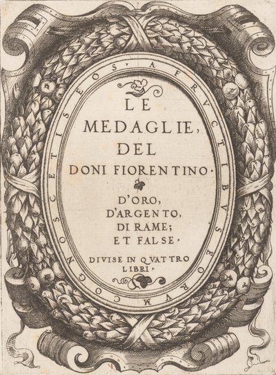 Başlık plakası: Floransalı Doni Madalyaları, yaklaşık. 1548. by Enea Vico