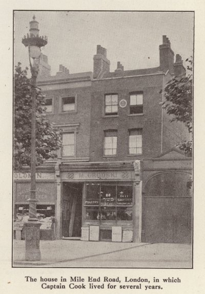 88 Mile End Road, Londra, İngiliz kaşif Kaptan James Cook'un 1764'ten ölümüne kadar yaşadığı ev (s/b fotoğraf) by English Photographer