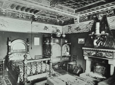 9 Melbury Yolu: yatak odası, 1890 by English Photographer