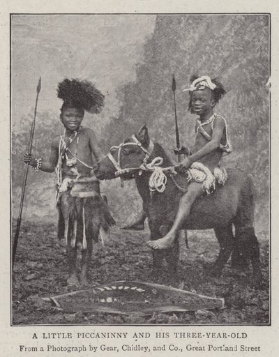 Küçük Bir Piccaninny ve Üç Yaşındaki Çocuğu by English Photographer