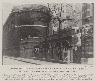 Yolcular için Erken İşçi Trenleri ile Konaklama, All Hallows Shelter for Men, London Wall by English Photographer