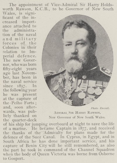 Amiral Sir Harry Rawson, Yeni Güney Galler Yeni Valisi by English Photographer