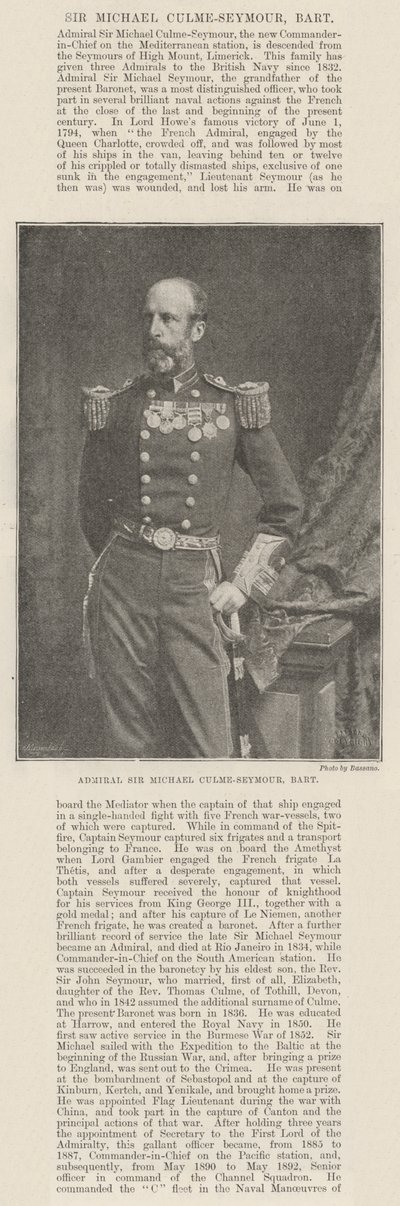 Amiral Sir Michael Culme-Seymour, Baronet by English Photographer