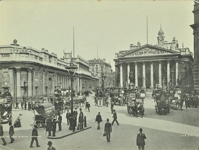 İngiltere Bankası ve Kraliyet Borsası, Threadneedle Caddesi, Londra Şehri, 1890 by English Photographer