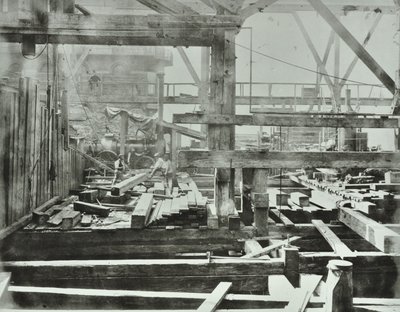 Blackfriars Köprüsü: yapım çalışmaları sürüyor, 1869 by English Photographer