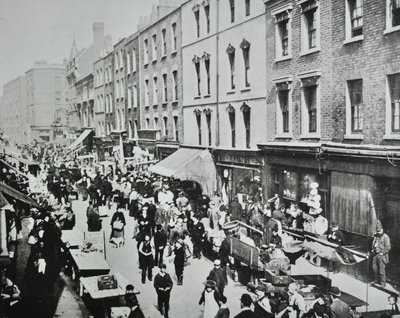 Brick Lane Pazarı, Brick Lane: genel görünüm, 1895 by English Photographer