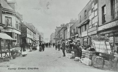 Britannia, Surrey Caddesi, Croydon: sokak pazarı, 1890 by English Photographer