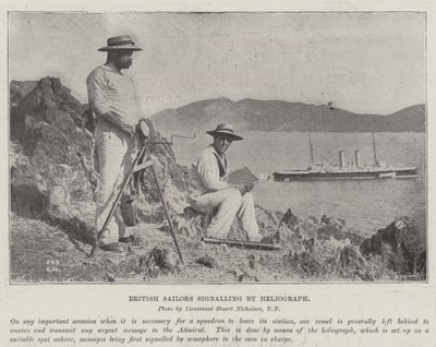 Heliograph tarafından sinyal veren İngiliz Denizciler by English Photographer
