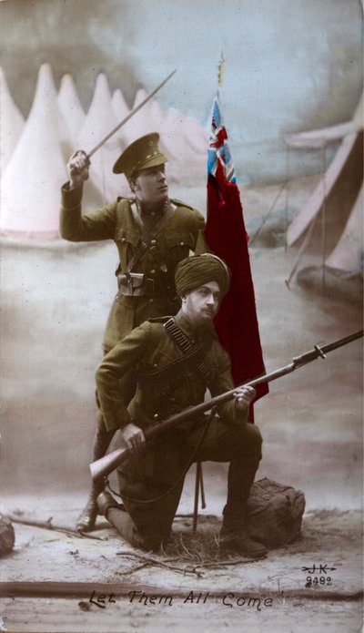 İngiliz ve Hint askerleri, Birinci Dünya Savaşı by English Photographer