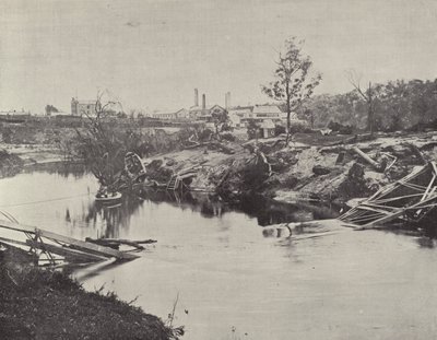 Burnley Köprüsü, Yarra üzerinde, Temmuz 1891 Sellerinden sonra by English Photographer