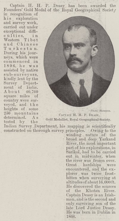 Kaptan H HP Deasy, Altın Madalya Sahibi, Royal Geographical Society by English Photographer