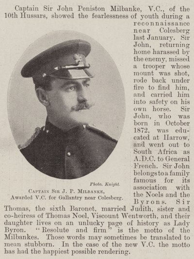 Kaptan Sir JP Milbanke, Colesberg yakınlarındaki Gallantry için VC ile ödüllendirildi by English Photographer