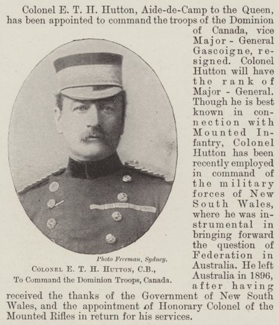 Albay ETH Hutton, CB, Dominion Troops, Kanada
