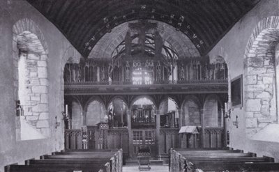 Cornwall: Ekran, St Crantock Kilisesi (s/b fotoğraf) by English Photographer