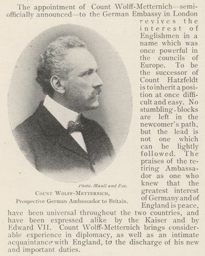 Kont Wolff-Metternich, Almanya