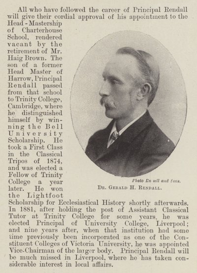 Dr Gerald H Rendall by English Photographer