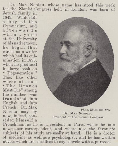 Dr Max Nordau, Siyonist Kongresi Başkanı by English Photographer