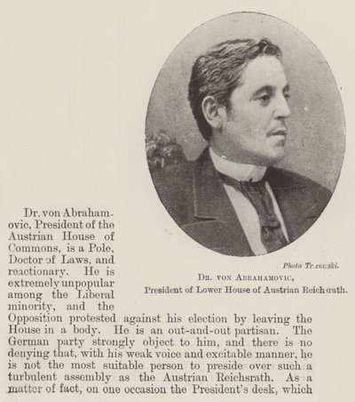 Avusturya Reichsrat Alt Meclisi Başkanı Dr von Abramovich by English Photographer